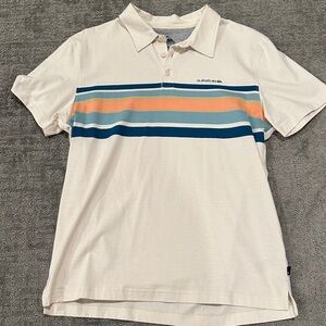 Quiksilver Men's Polo with Blue and Orange Stripes